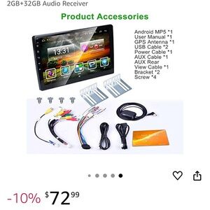 Android Car Stereo with Wireless CarPlay, GPS  and Backup Camera- Black